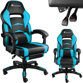 tectake Gaming chair Comodo With footrest - Racing office chair gaming office chair - black/azure