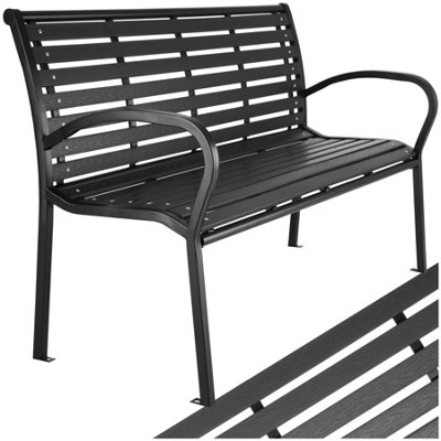 tectake Garden bench 3seater w/ steel frame (126x62x81.5cm) outdoor