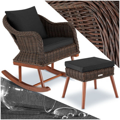 tectake Garden chair Rovigo with footstool - rattan garden chair rattan ...