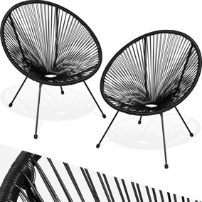 tectake Garden chairs in retro design (set of 2) - dining chairs egg chairs - black