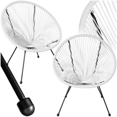 tectake Garden chairs in retro design (set of 2) dining chairs egg chairs white DIY at B&Q