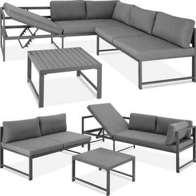 tectake Garden corner sofa set Faro 2 sofas 1 table outdoor sofa