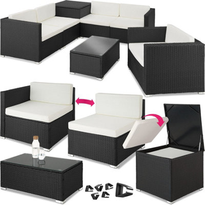 tectake Garden corner sofa set Pisa 5 seats 1 table garden sofa