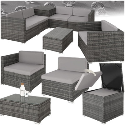 tectake Garden corner sofa set Pisa 5 seats 1 table garden