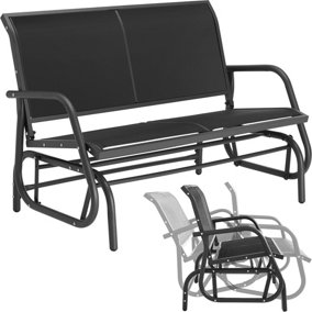 tectake Garden swing bench Greta 2-seater (121x72x86.5cm) - garden swing seat bench swing - black