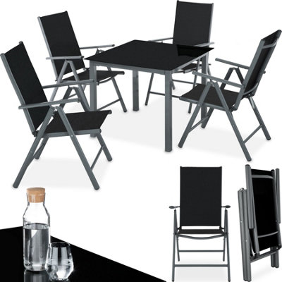 tectake Garden table and chair set 4 Chairs 1 Table outdoor table