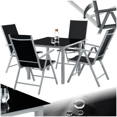 tectake Garden table and chair set 4 Chairs 1 Table outdoor table