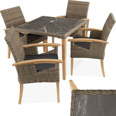 tectake Garden table and chairs - 1 Tarent table and 4 Rosarno chairs ...