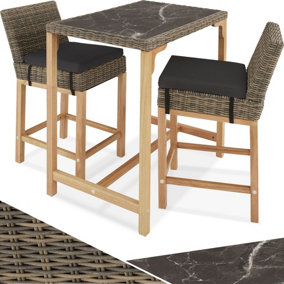 tectake Garden table and chairs - Bar table Kutina with 2 bar stools Latina - dining table outdoor table and chairs - nature