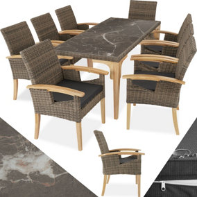 tectake Garden table and chairs - Foggia table with 8 Rosarno chairs - dining table outdoor table and chairs - nature