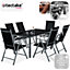 tectake Garden Table and chairs furniture set 6+1 - outdoor table and chairs garden table and chairs set - dark grey