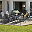 tectake Garden Table and chairs furniture set 8+1 - outdoor table and chairs garden table and chairs set - dark grey