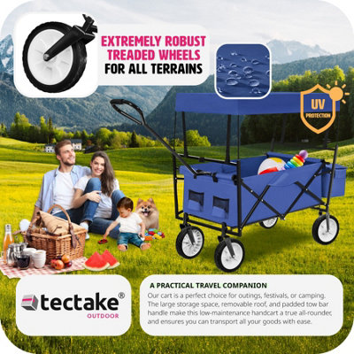 tectake Garden trolley foldable incl. carry bag 80kg load capacity - garden cart beach trolley - blue
