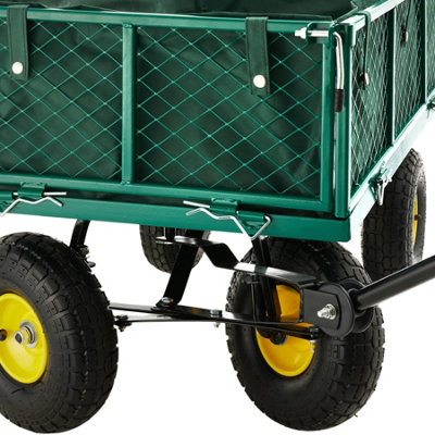 tectake Garden trolley with inner lining max. 350 kg - garden cart beach trolley - green