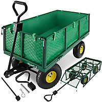 tectake Garden trolley with inner lining max. 550kg - garden cart beach trolley - green