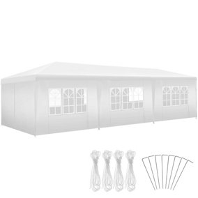 tectake Gazebo Elasa with removable sides 9x3m Party tent - Pavilion garden tent - white