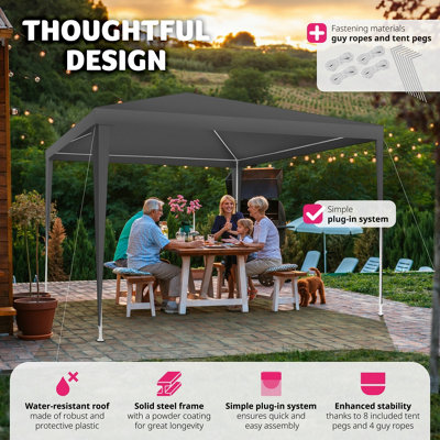 tectake Gazebo Klara 3x3m with UV Protection - Pavilion garden tent - grey