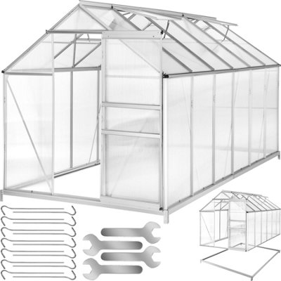 tectake Greenhouse in aluminium & polycarbonate w/ foundation ...