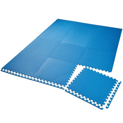 tectake Gym mats interlocking set of 12 gym flooring foam mats blue DIY at B&Q