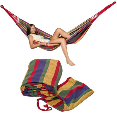 tectake Hammock incl. storage bag - garden hammock camping hammock - colourful