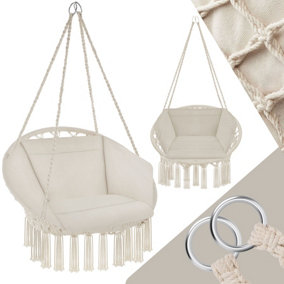 tectake Hanging chair Grazia - garden swing seat hanging egg chair - beige