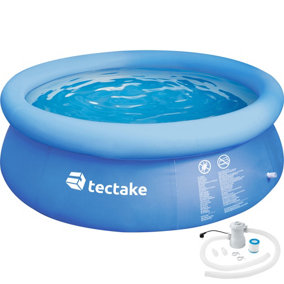 tectake Inflatable pool with filter Diameter 300 x 76 cm - swimming pool outdoor swimming pool - blue