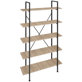 tectake Ladder shelf Glasgow - 5 Slim shelves - shelves bookshelf - industrial wood light oak Sonoma