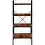 tectake Ladder shelf Liverpool - 4 Shelves - shelves bookshelf - Industrial wood dark rustic