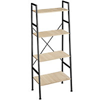tectake Ladder shelf Liverpool - 4 Shelves - shelves bookshelf - industrial wood light oak Sonoma