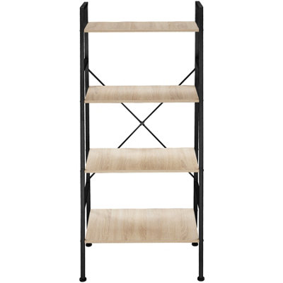 tectake Ladder shelf Liverpool - 4 Shelves - shelves bookshelf - industrial wood light oak Sonoma