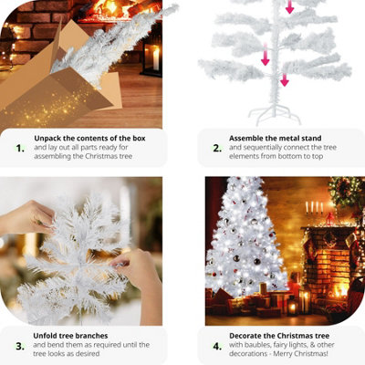 tectake Lifelike Christmas tree with metal stand - artificial christmas tree fake christmas tree - 180 cm 533 tips white