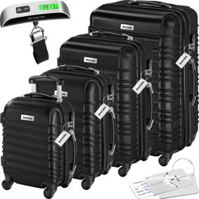 tectake Luggage set Mila - 4 pcs with accessories - Travel suitcase travel luggage set - black