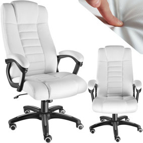 tectake Luxury office chair made of artificial leather - desk chair computer chair - white