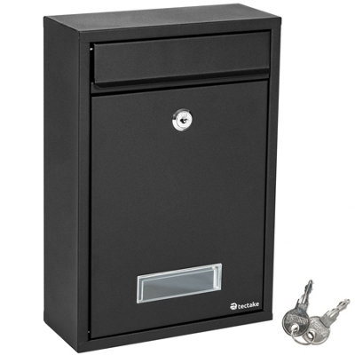 tectake Mailbox Steel - letterbox post box - black | DIY at B&Q