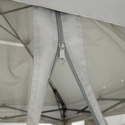 tectake Marquee Carabobo Ventilated roof & mosquito nets 3.64x3.64x2.94m - Folding gazebo pavilion - grey