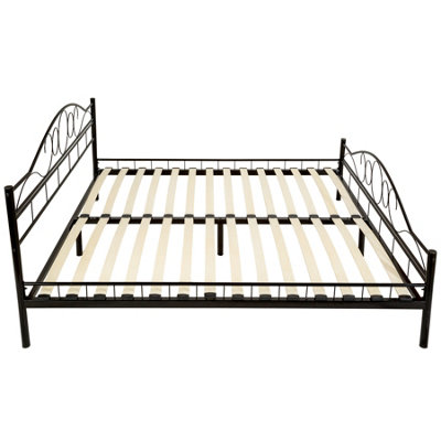 tectake Metal bed frame Art with slatted base - double bed double bed frame - 200 x 180 cm black/black