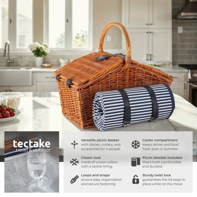 Tectake Picnic basket Usedom for 4 people, with cooler compartment