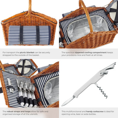 Tectake Picnic basket Usedom for 4 people, with cooler compartment