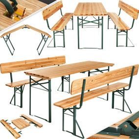 tectake Picnic table set with backrest - 2 benches 1 table - bench table dining table and bench set - brown