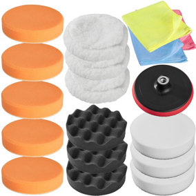 tectake Polishing & Buffing pad set (18 pcs) - polishing pads car polishing pads - white