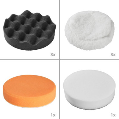 tectake Polishing & buffing set including pads & wheel (13 pcs) - polishing pads car polishing pads - colourful