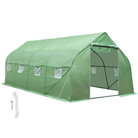 tectake Polytunnel greenhouse tent w/8 windows (600x300x205cm) - polytunnel walk in greenhouse - green