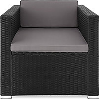 tectake Rattan armchair Lignano - 1 Seat - Rattan armchair rattan chair - black
