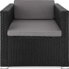 tectake Rattan armchair Lignano - 1 Seat - Rattan armchair rattan chair - black