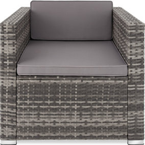 tectake Rattan armchair Lignano - 1 Seat - Rattan armchair rattan chair - grey