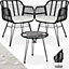 tectake Rattan furniture set Molfetta (2 chairs & 1 table) - black