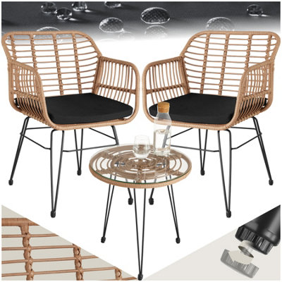 tectake Rattan furniture set Molfetta (2 chairs & 1 table) nature