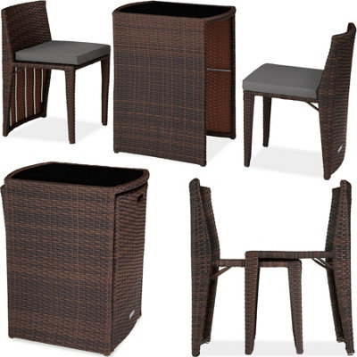 tectake Rattan garden bistro set Hamburg 2 Chairs 1 Table garden tables and chairs garden furniture set black brown DIY at B Q