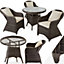 tectake Rattan garden bistro set Zurich - 3 armchairs 1 table - garden tables and chairs garden furniture set - grey