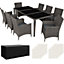 tectake Rattan garden dining set Monaco - 8 seats 1 table - garden tables and chairs garden furniture set - grey